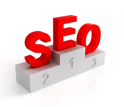 letters SEO on the pedestal on white background