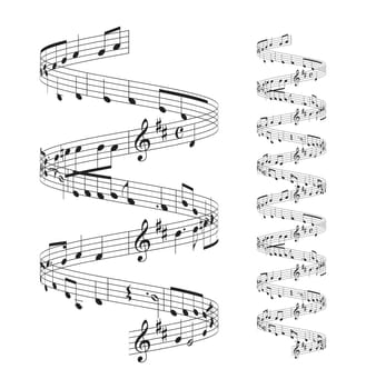 musical notes staff set on white background