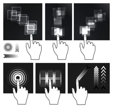 Touch screen gesture, interface set. Vector illustration