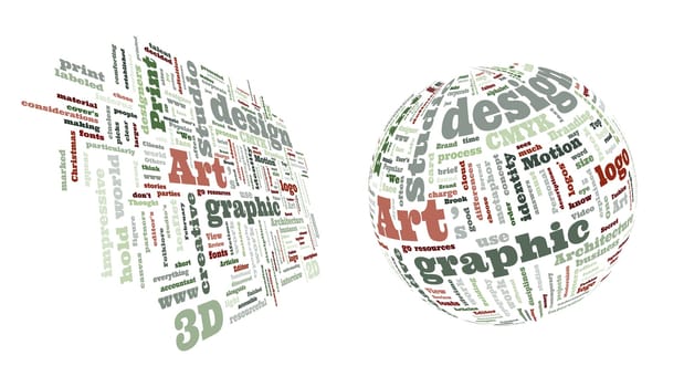 Graphic design studio. Trendy print concept word cloud