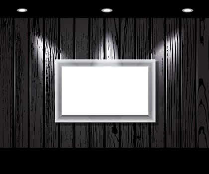 vintage wooden wall with a spot illumination. Vector illustration