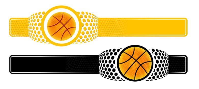 Basketball horizontal advertising banner. Vector illustration on white