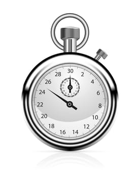stopwatch retro mechanic chromed vector illustration. Front view.