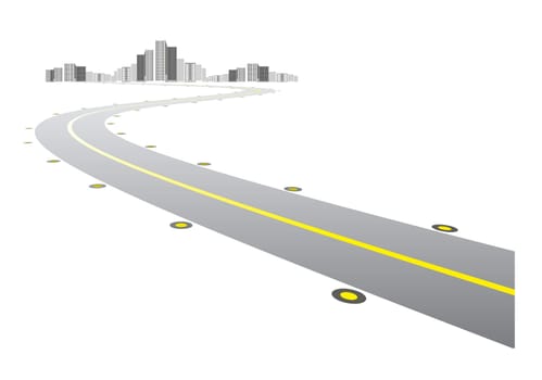 Vector - road leads to city on white background
