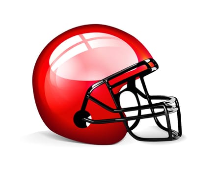 Red football helmet isolated over white background