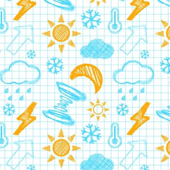 Weather hand drawn seamless pattern. Vectror illustration