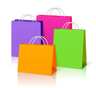 color paper bags isolated on white background