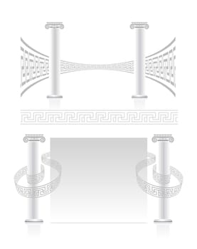 Ionic Column with Greek key pattern. Vector banner set.