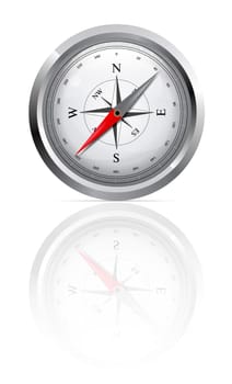Glossy Compass with windrose. Vector Illustration on white background