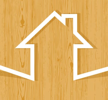 Paper house origami on wodden background concept vector illustration.