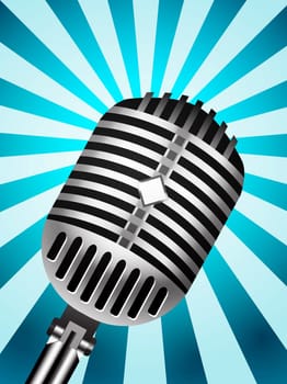 Classic Microphone on lined background. Vector illustration