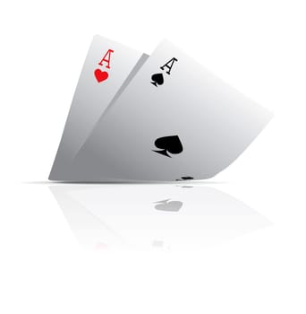 Pocket Aces Pocket Aces Isolated on white background with reflection