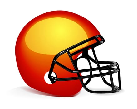 Vector orange american football helmet on white