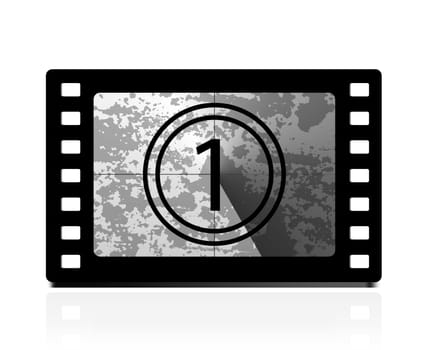 Grunge film countdown. Vector illustration on white background. Easy to remove grunge effect.