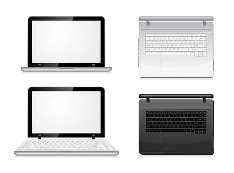 laptop view from the front and top. Vector illustration on white