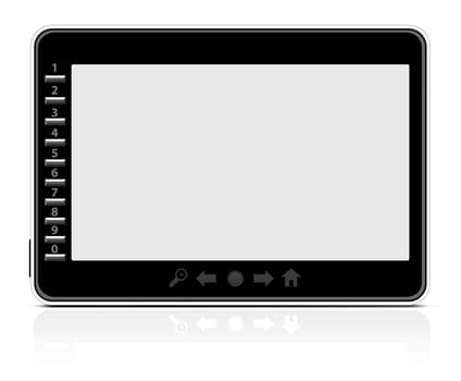 Portable modern e-book reader on white background