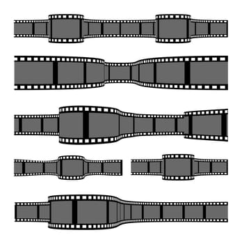 Film strip banners on white background. Horizontal orientation