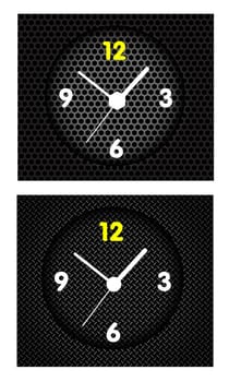 Abstract metal background with modern clock. Vector illustration