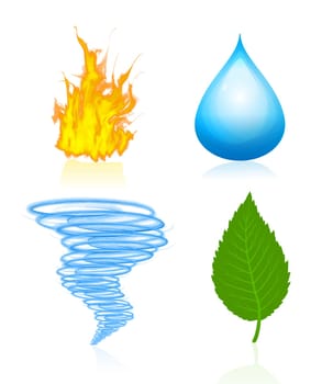 Four vector elements of nature isolated on white