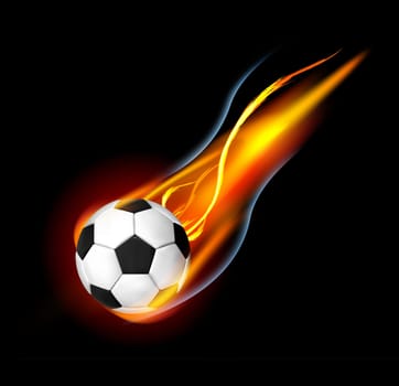 Soccer Ball on Fire. Illustration on black background