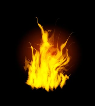 Burn flame fire vector illustration. Black background