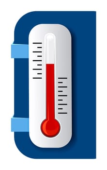 Thermometer Vector on blue background with shadow