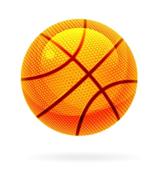 Orange basket ball illustration with shadow on white background