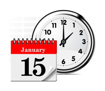 Time concept. Clock and calendar. Vector illustration on white