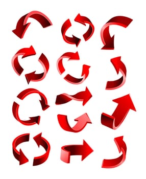 Set of glossy arrow icons for web design on white background