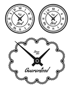 Vintage clock set vector illustration on white.