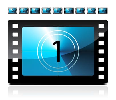 Film countdown from 1 to 9 set. Vector.