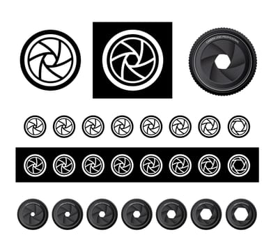 vector camera shutter apertures in three styles.