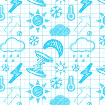 Weather hand drawn seamless pattern. Vectror illustration