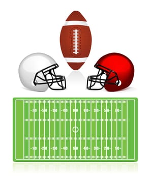 american football field, ball and helmet vector