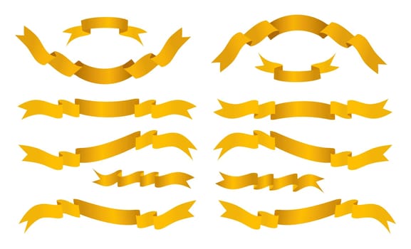Golden banners. Vector set illustration on white background