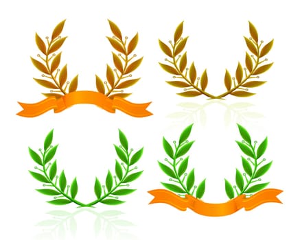 Laurel wreath with ribbon. Vector set on white background