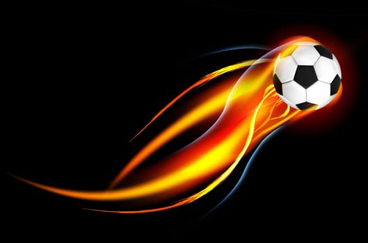 Soccer Ball on Fire. Illustration on black background