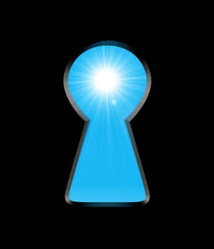 Sunlight from the keyhole on a black background