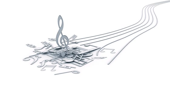 Musical notes messy at the end of lines.