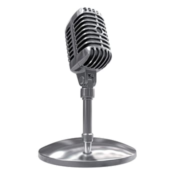 Vintage style retro microphone over white.