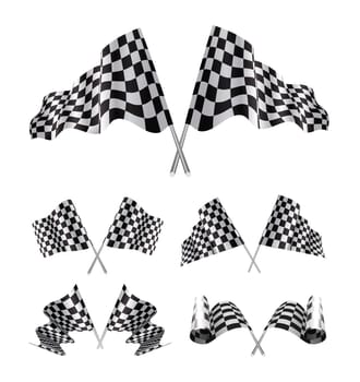 Checkered Flags set illustration on white background.