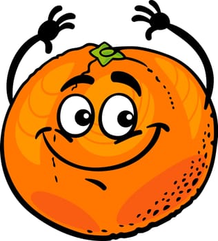 Cartoon Illustration of Funny Orange Citrus Fruit Food Comic Character