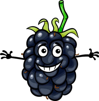 Cartoon Illustration of Funny Blackberry Fruit Food Comic Character