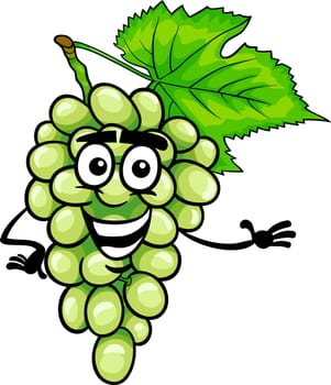 Cartoon Illustration of Funny White or Green Grapes Fruit Food Comic Character