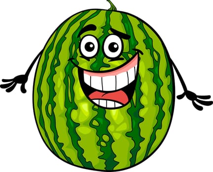 Cartoon Illustration of Funny Watermelon Fruit Food Comic Character