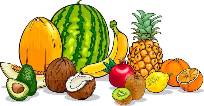 Cartoon Illustration of Tropical Fruits Food Design
