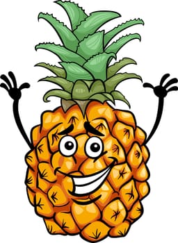 Cartoon Illustration of Funny Pineapple Fruit Food Comic Character
