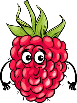 Cartoon Illustration of Funny Raspberry Fruit Food Comic Character