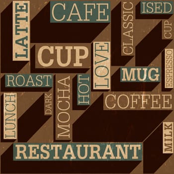 Coffee themed seamless retro background, vector