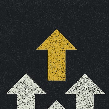 Arrows on asphalt road. Teamwork concept. Vector